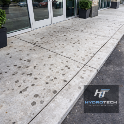 Storefront Cleaning 2 Concrete with bubble gum stains commercial storefront cleaning HydroTech in Houston TX